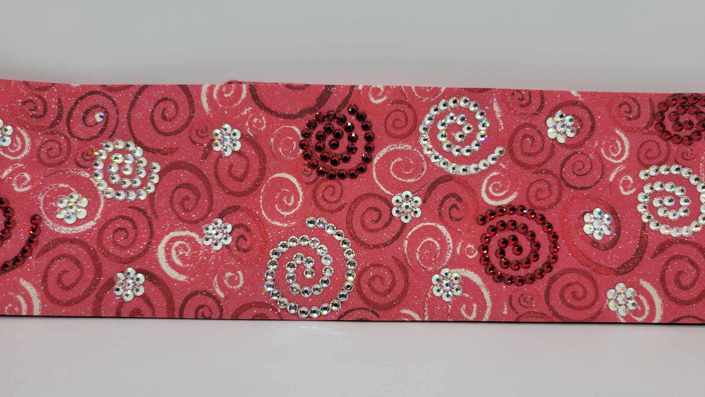LeeAnnette Red Scrolls Bandana with Red, Aurora Borealis and Diamond Clear Austrian Crystals (Sku4341)