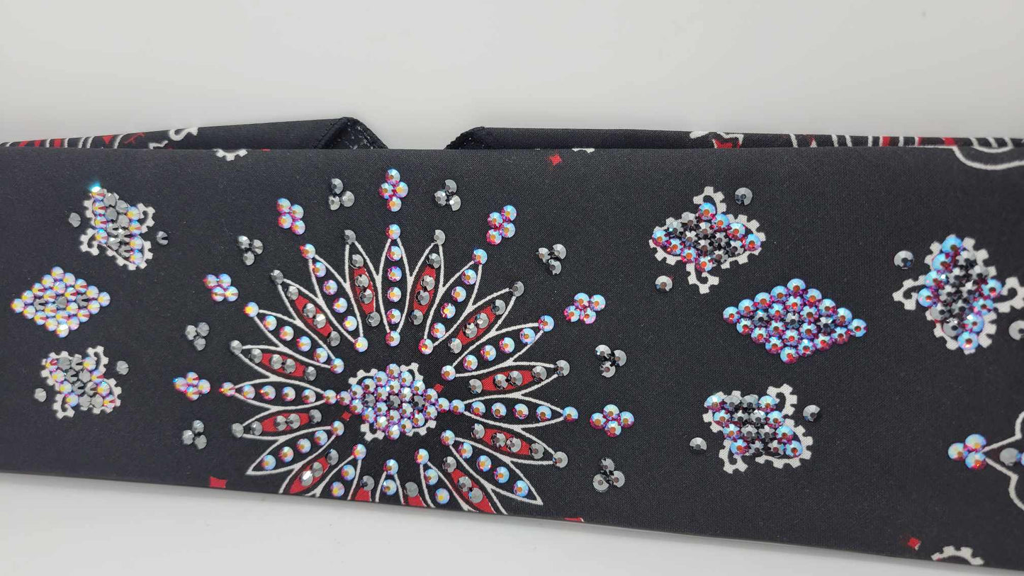 LeeAnnette Red and Black Paisley with Red/Blue Shimmer and Black Austrian Crystals (Sku4342)
