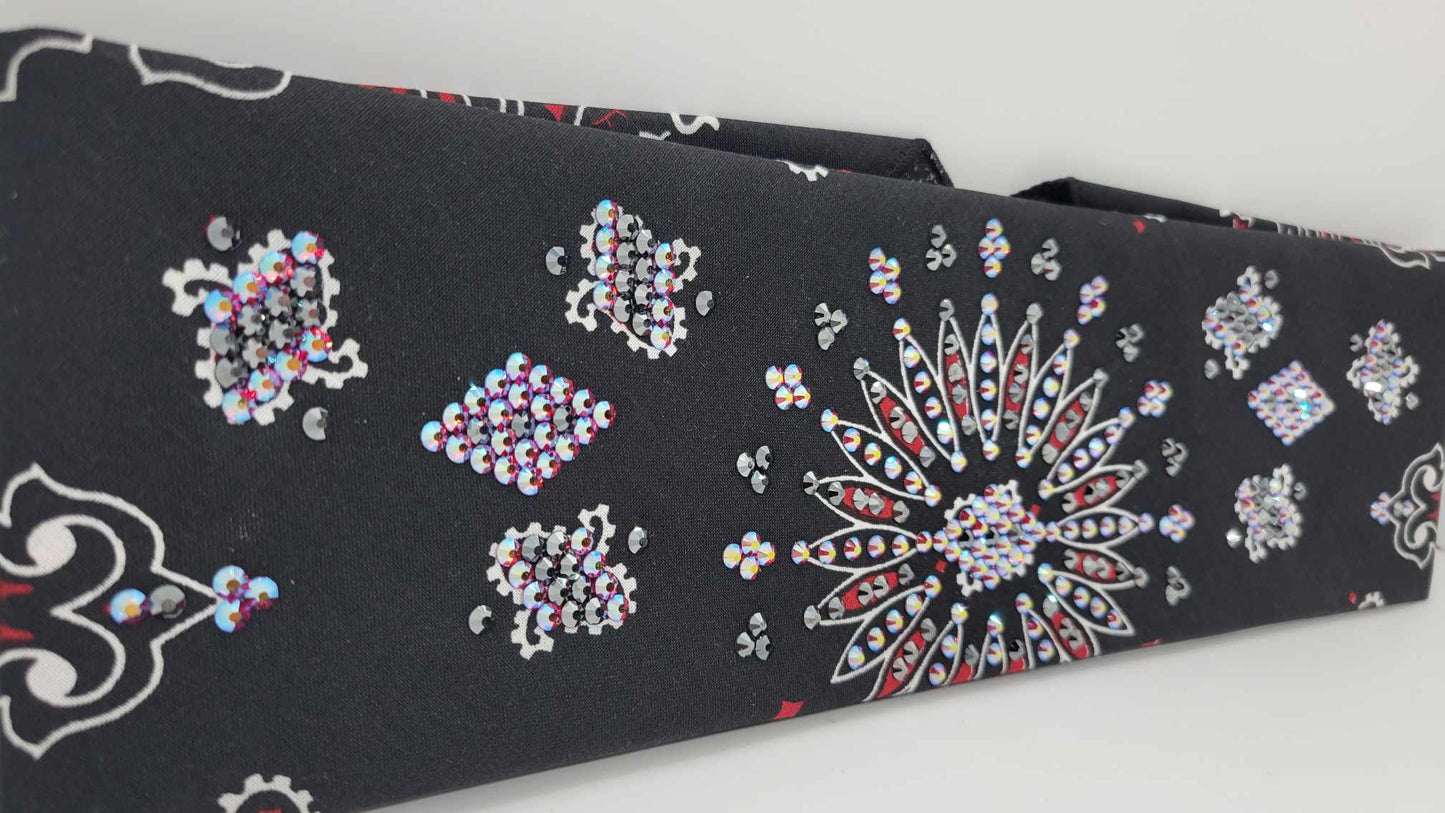 LeeAnnette Red and Black Paisley with Red/Blue Shimmer and Black Austrian Crystals (Sku4342)