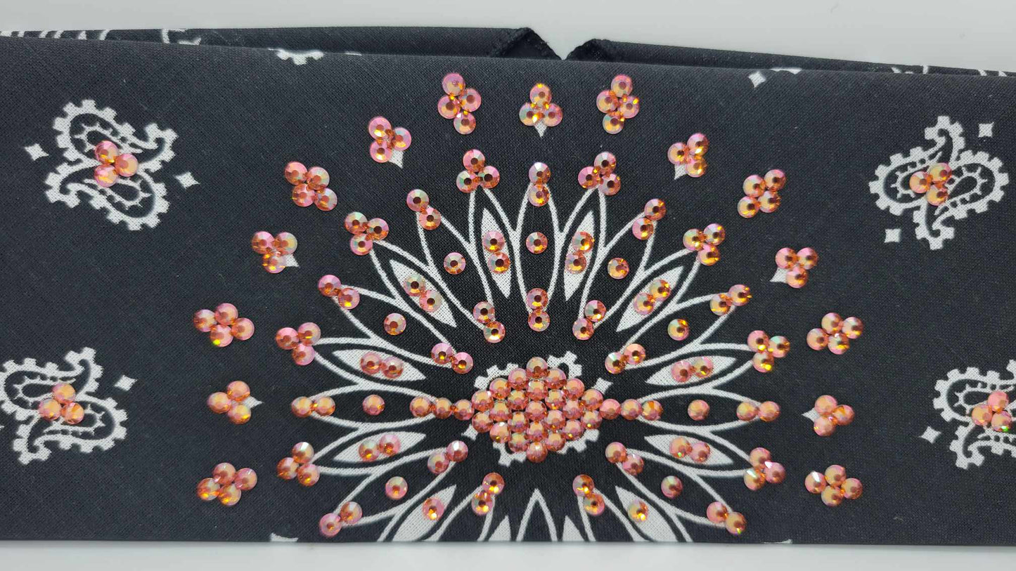 EXTRA BLING - Black Paisley with Lava Austrian Crystals (Sku4349)