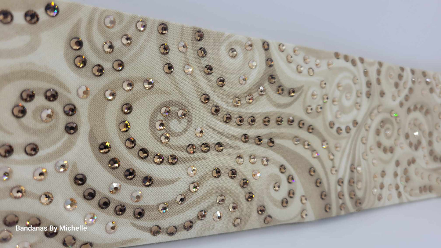 LeeAnnette Tan Scrolls with Brown and Honey Austrian Crystals (Sku4416)