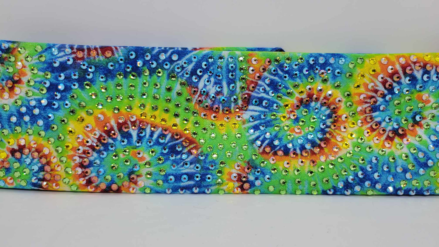 Super LeeAnnette Tie Dye Bandana with Multiple Colors of Austrian Crystals (Sku4391)
