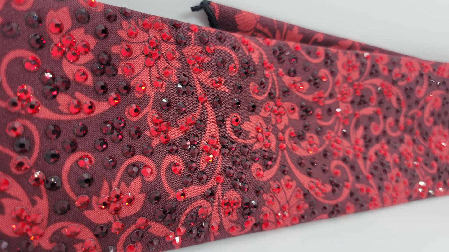 Super LeeAnnette Red Flowers Bandana with Dark Red and Red Austrian Crystals (Sku4395)