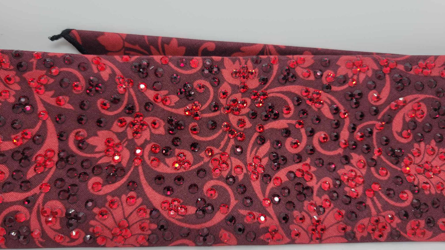 Super LeeAnnette Red Flowers Bandana with Dark Red and Red Austrian Crystals (Sku4395)
