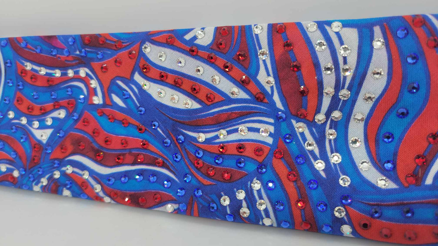 LeeAnnette Red, White and Blue with Blue, Red and Diamond Clear Austrian Crystals (Sku4399)