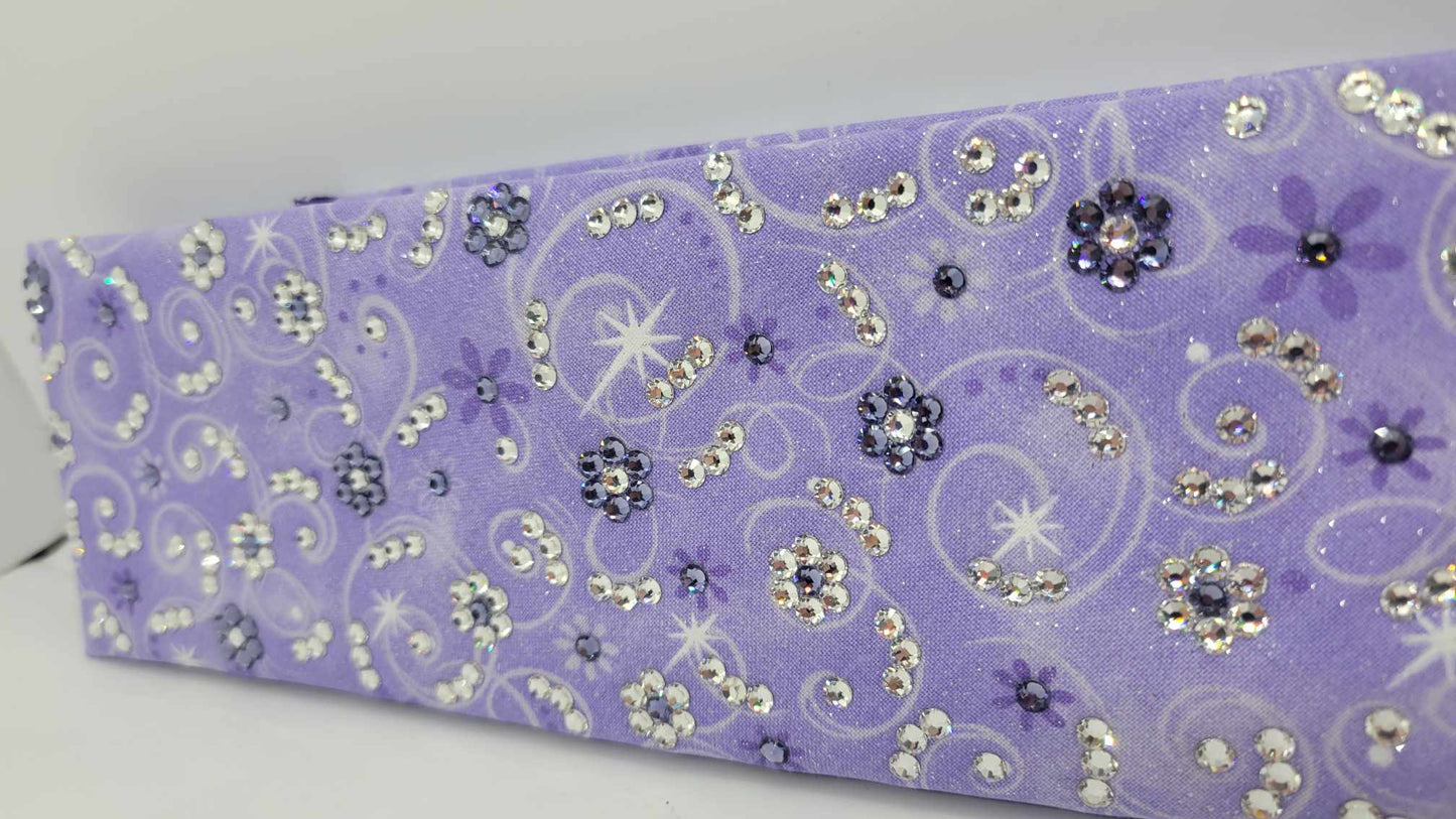 LeeAnnette Purple Scrolls and Flowers Bandana with Light Purple and Diamond Clear Austrian Crystals (Sku4400)