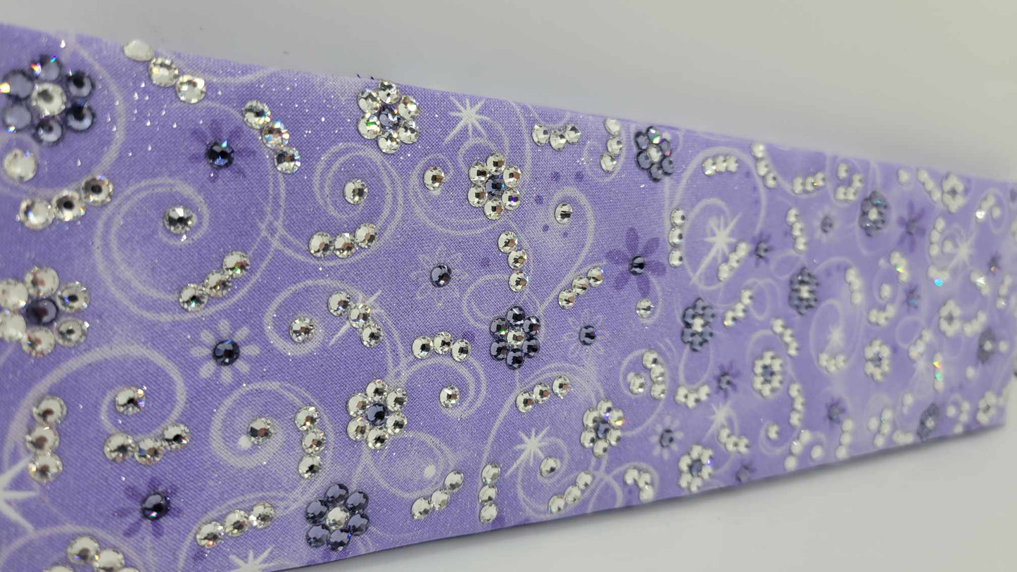 LeeAnnette Purple Scrolls and Flowers Bandana with Light Purple and Diamond Clear Austrian Crystals (Sku4400)