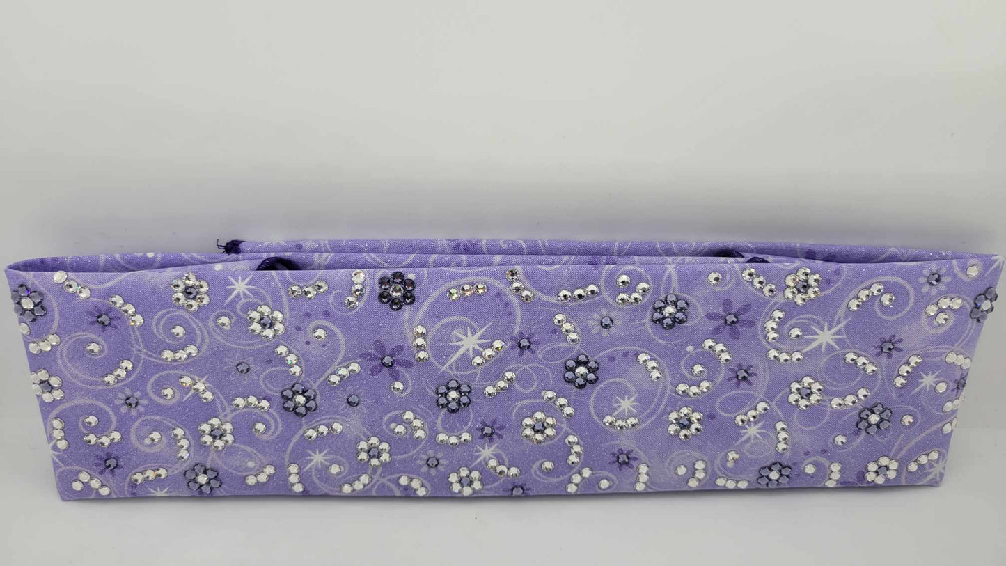 LeeAnnette Purple Scrolls and Flowers Bandana with Light Purple and Diamond Clear Austrian Crystals (Sku4400)