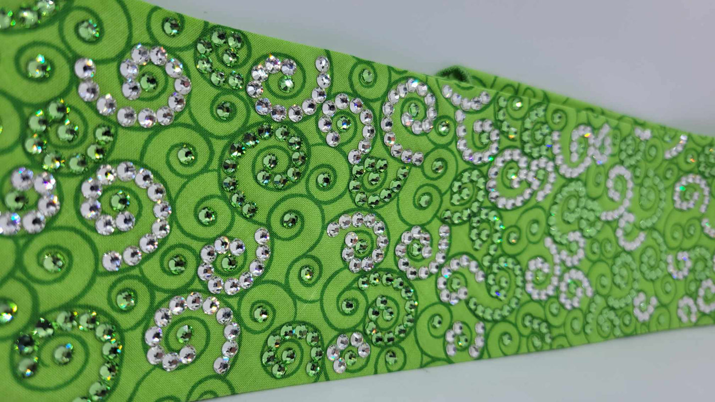 Super LeeAnnette Green Scrolls Bandana with Light Green and Diamond Clear Austrian Crystals (Sku4404)