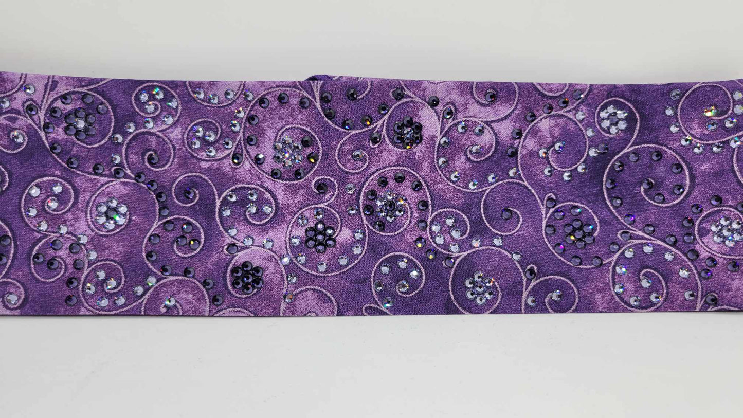 LeeAnnette Purple Scrolls Bandana with Light Purple and Dark Purple Austrian Crystals (Sku4406)