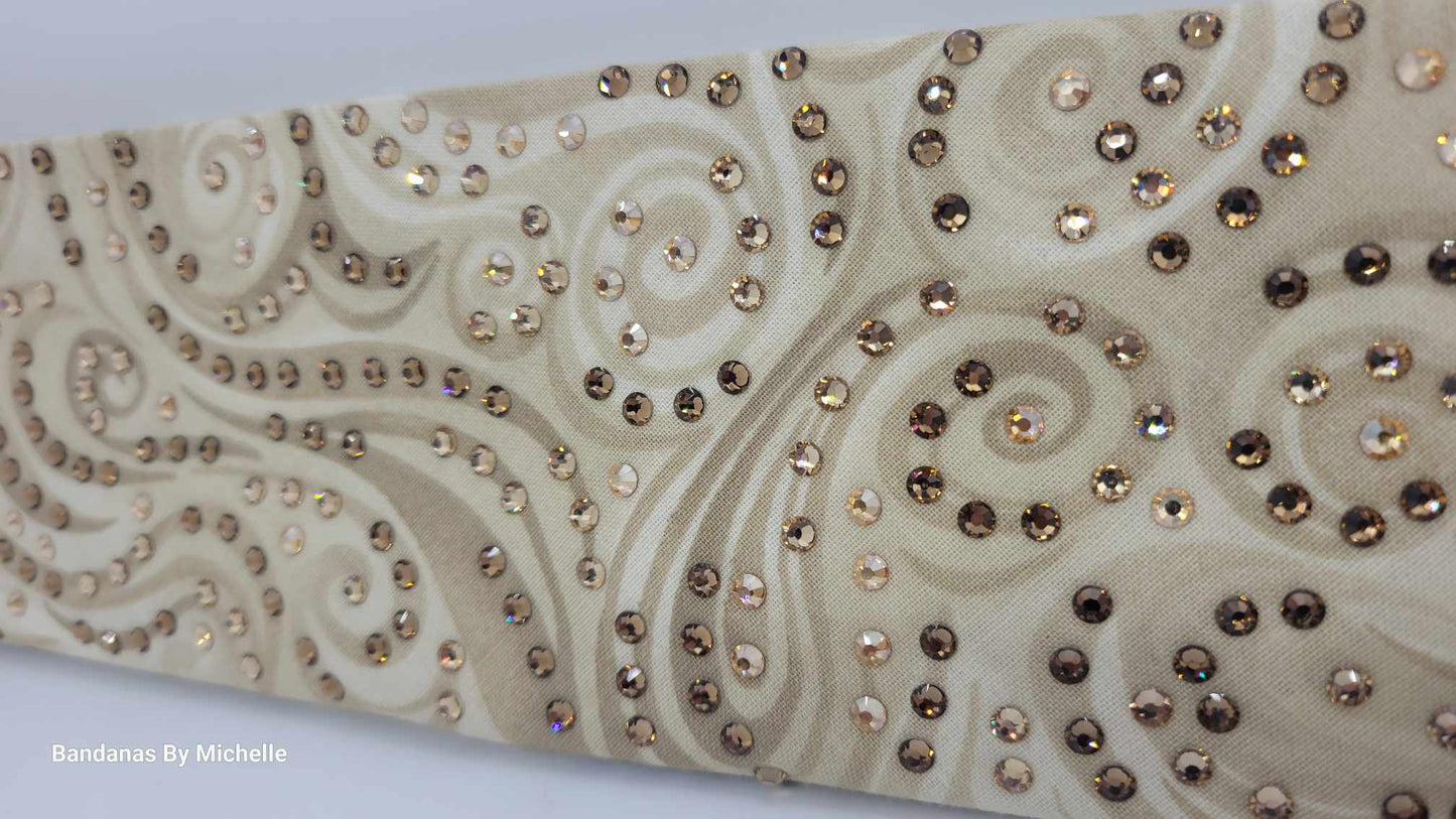 LeeAnnette Tan Scrolls with Brown and Honey Austrian Crystals (Sku4416)