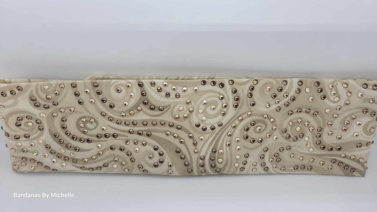 LeeAnnette Tan Scrolls with Brown and Honey Austrian Crystals (Sku4416)