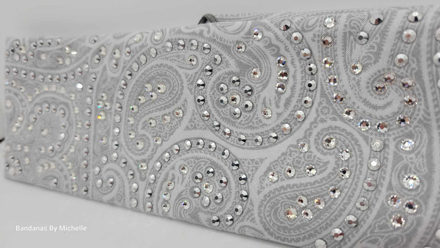 LeeAnnette Fancy Silver Paisley with Chrome and Diamond Clear Austrian Crystals (Sku4421)
