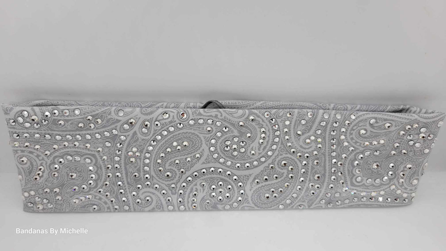 LeeAnnette Fancy Silver Paisley with Chrome and Diamond Clear Austrian Crystals (Sku4421)