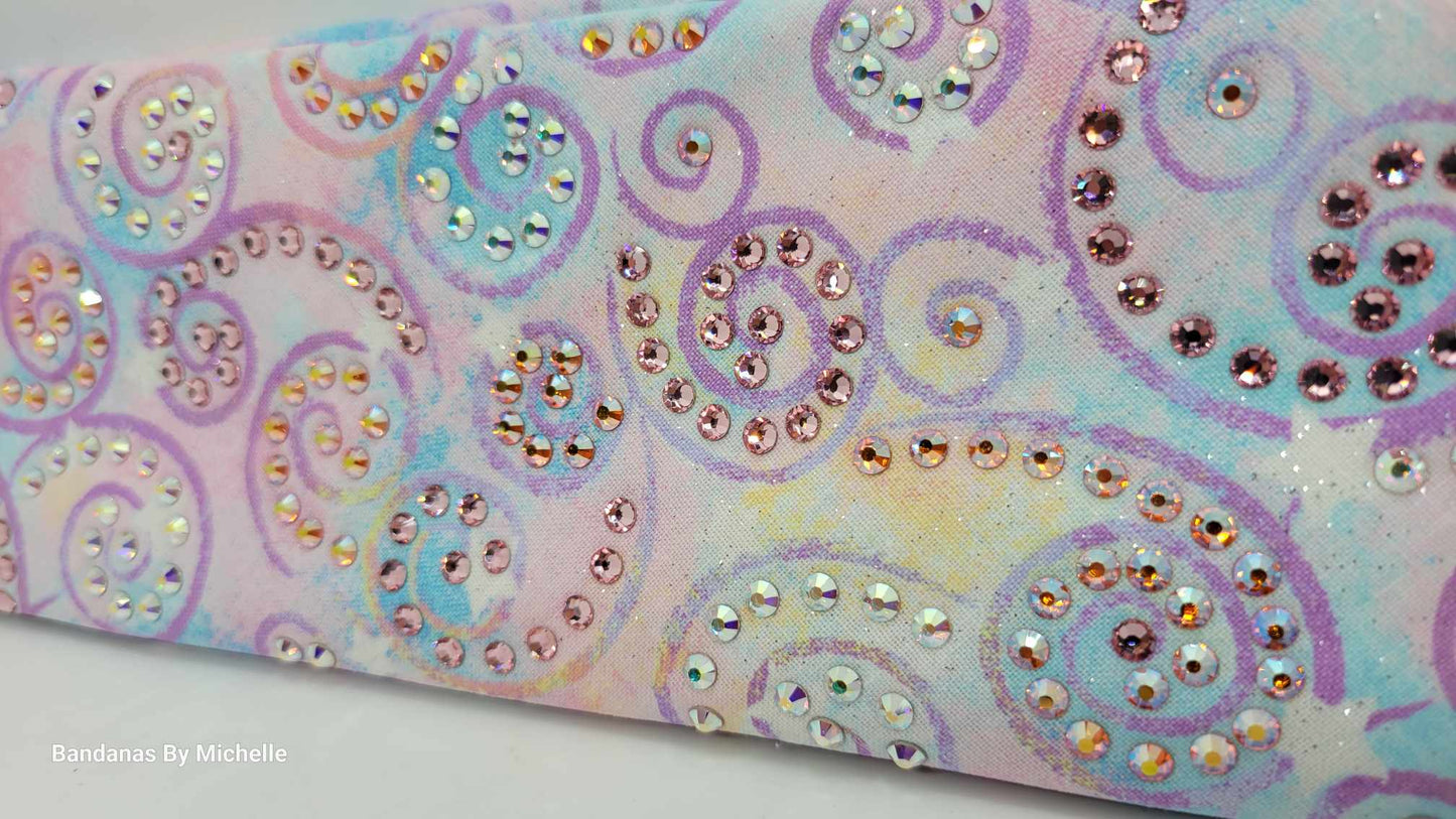 LeeAnnette Bandana Cotton Candy Scrolls with Pink, Sun Shimmer and Aurora Borealis Austrian Crystals (Sku4480)