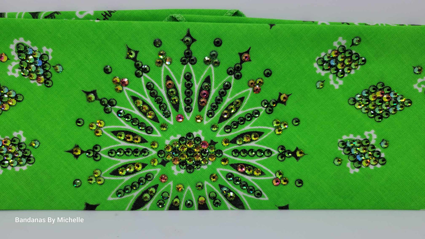 LeeAnnette Lime Green Paisley with Vitrail and Dark Green Austrian Crystals (Sku4484)