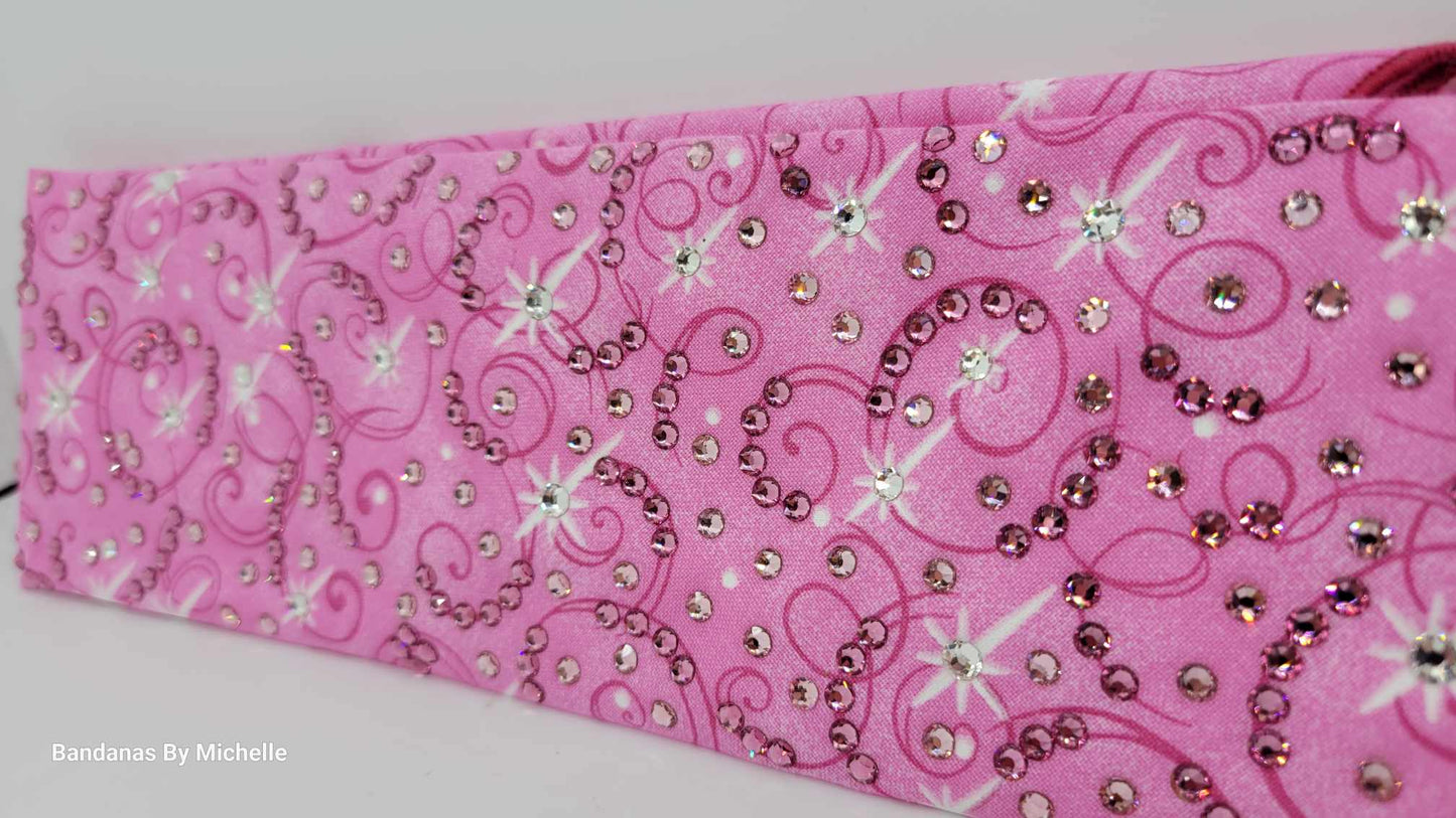 LeeAnnette Pink Scrolls with Dark Pink, Light Pink and Diamond Clear Austrian Crystals (Sku4497)