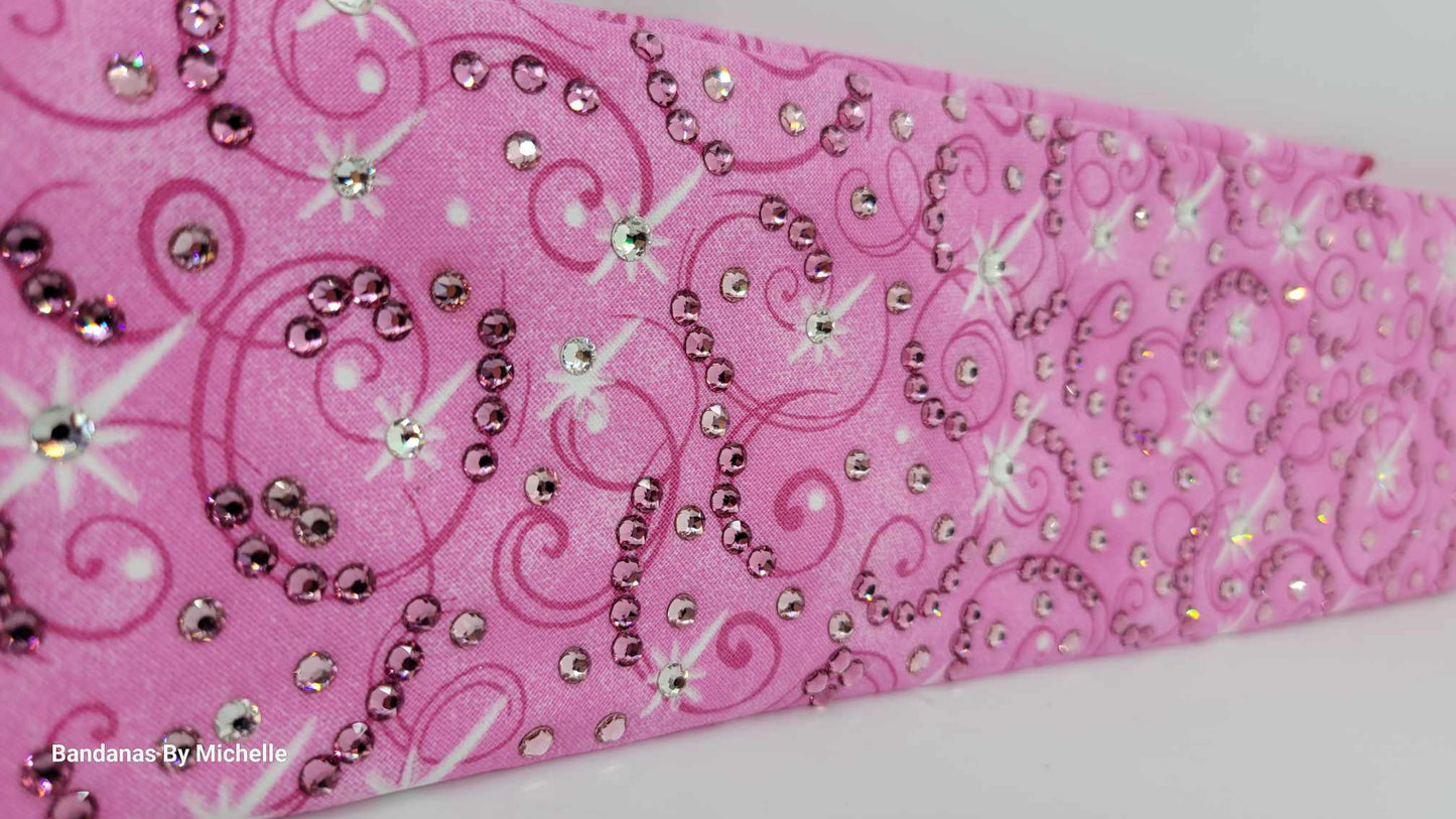 LeeAnnette Pink Scrolls with Dark Pink, Light Pink and Diamond Clear Austrian Crystals (Sku4497)