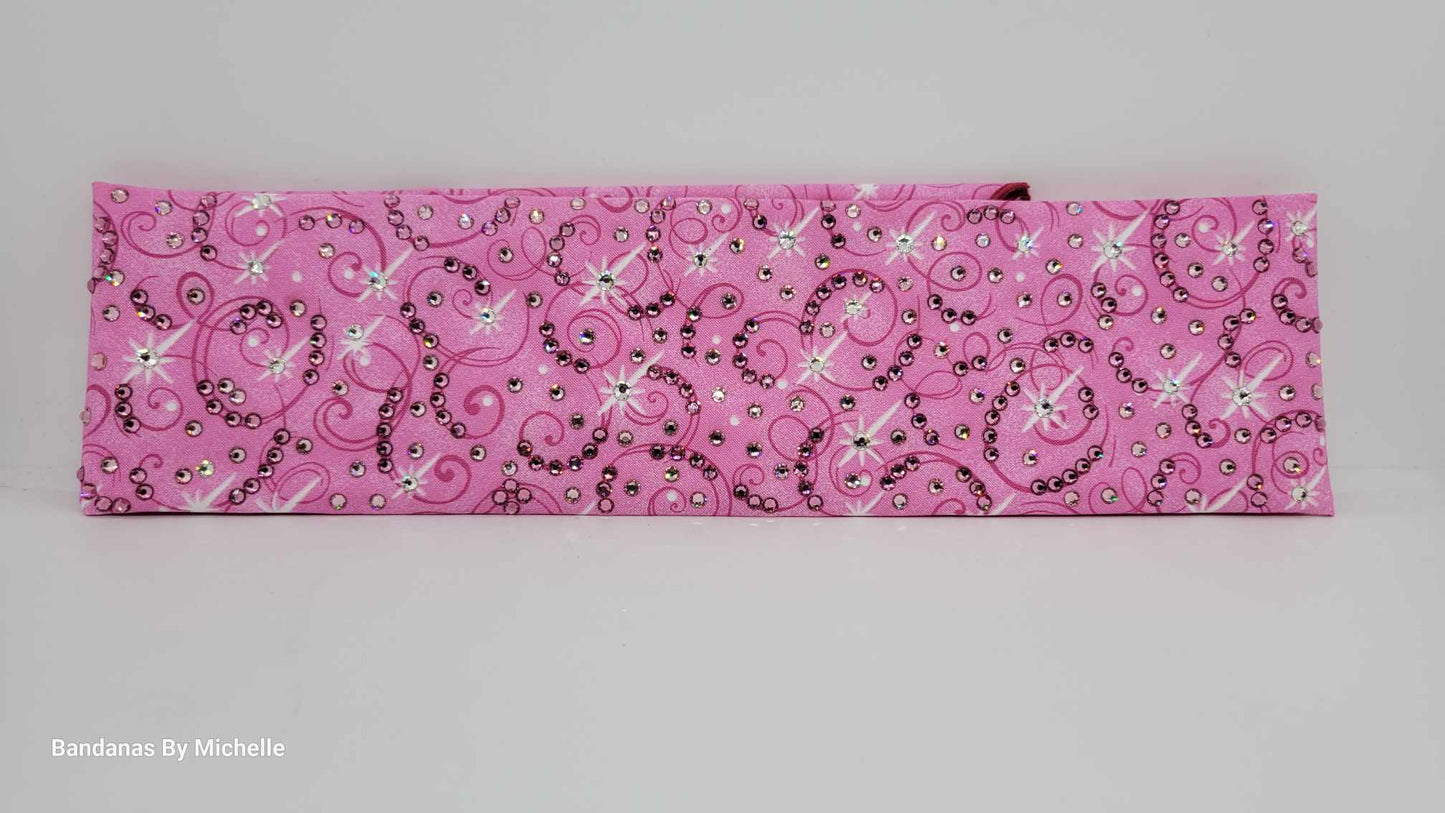 LeeAnnette Pink Scrolls with Dark Pink, Light Pink and Diamond Clear Austrian Crystals (Sku4497)