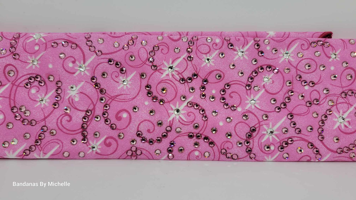 LeeAnnette Pink Scrolls with Dark Pink, Light Pink and Diamond Clear Austrian Crystals (Sku4497)