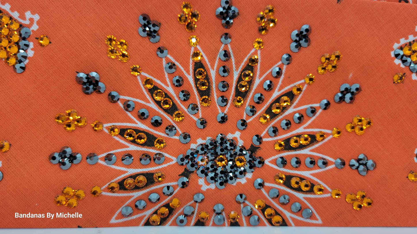 LeeAnnette Orange Paisley with Orange and Black Austrian Crystals (Sku4503)