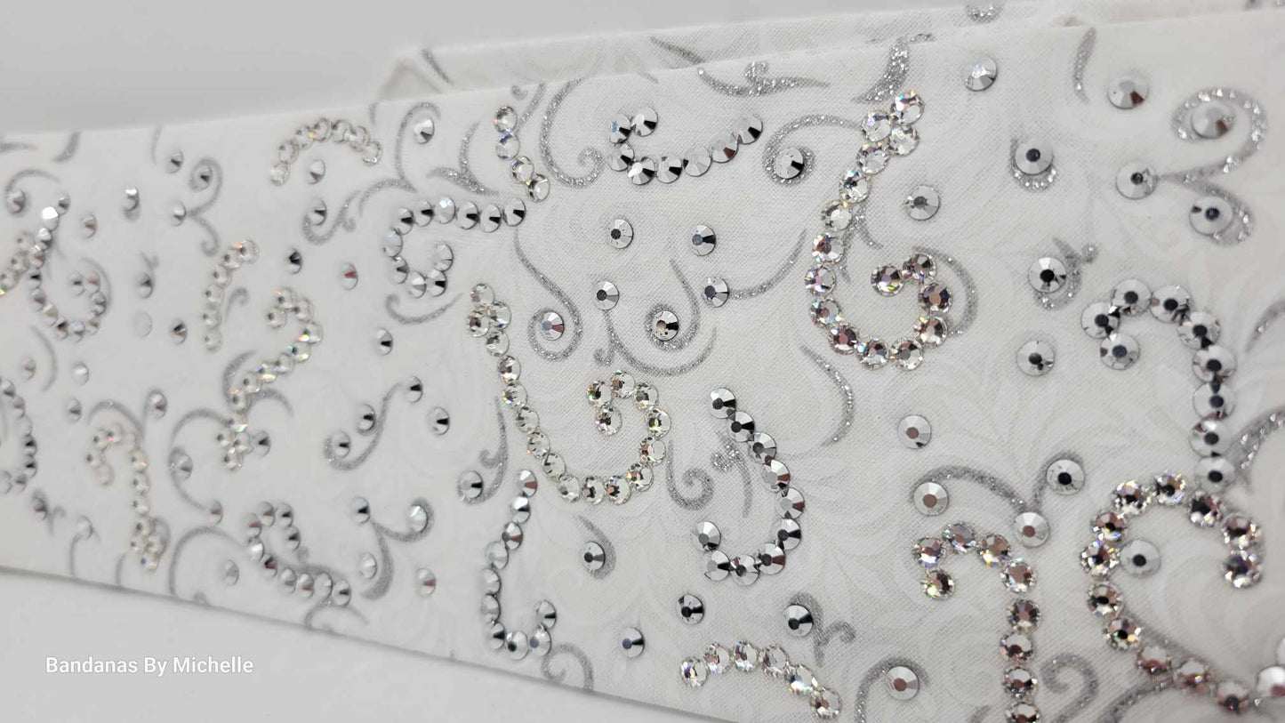 LeeAnnette White and Silver with Chrome and Diamond Clear Austrian Crystals (Sku4578)