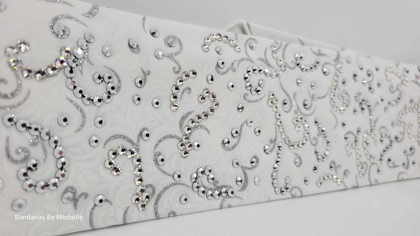 LeeAnnette White and Silver with Chrome and Diamond Clear Austrian Crystals (Sku4578)