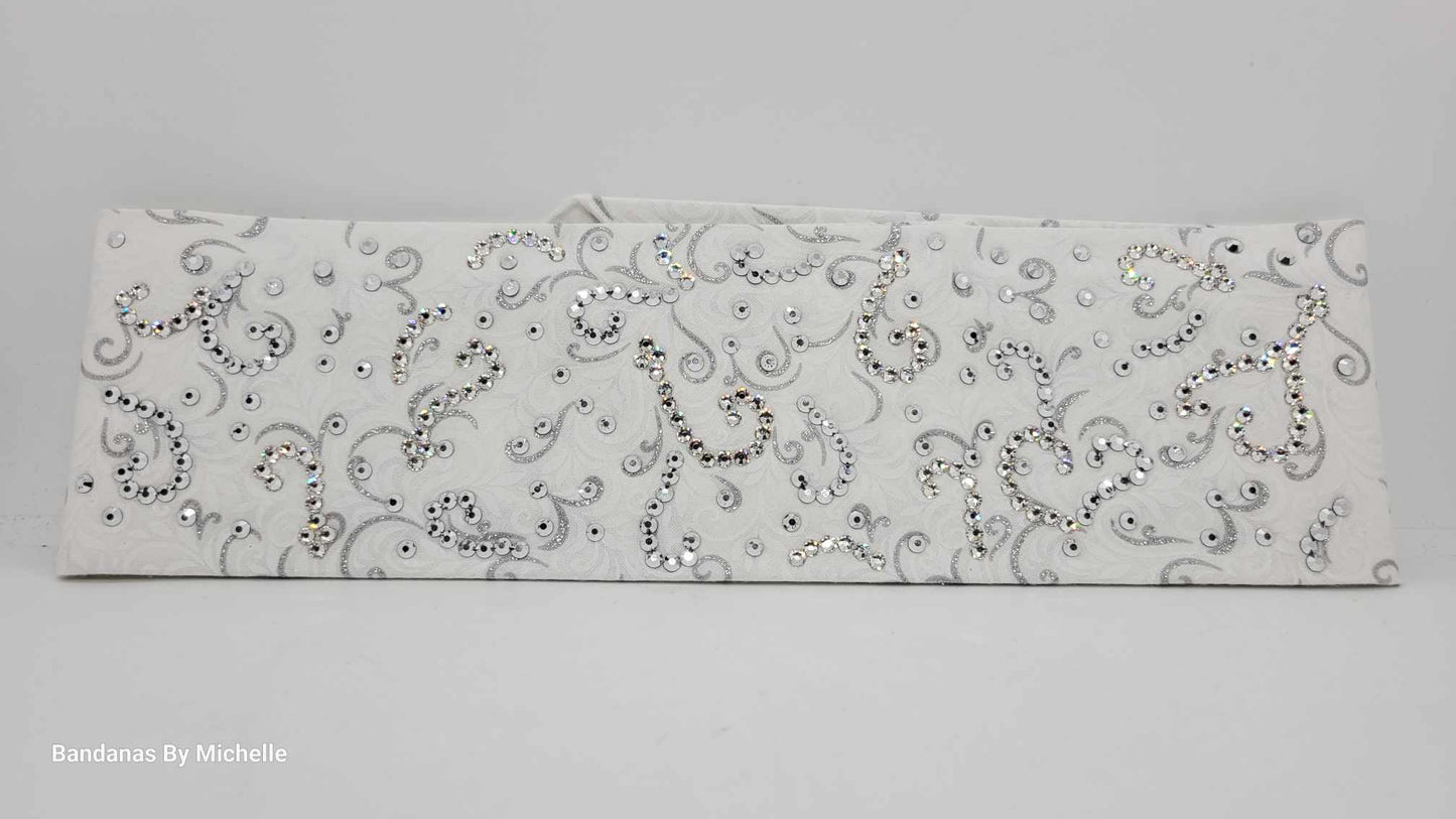 LeeAnnette White and Silver with Chrome and Diamond Clear Austrian Crystals (Sku4578)