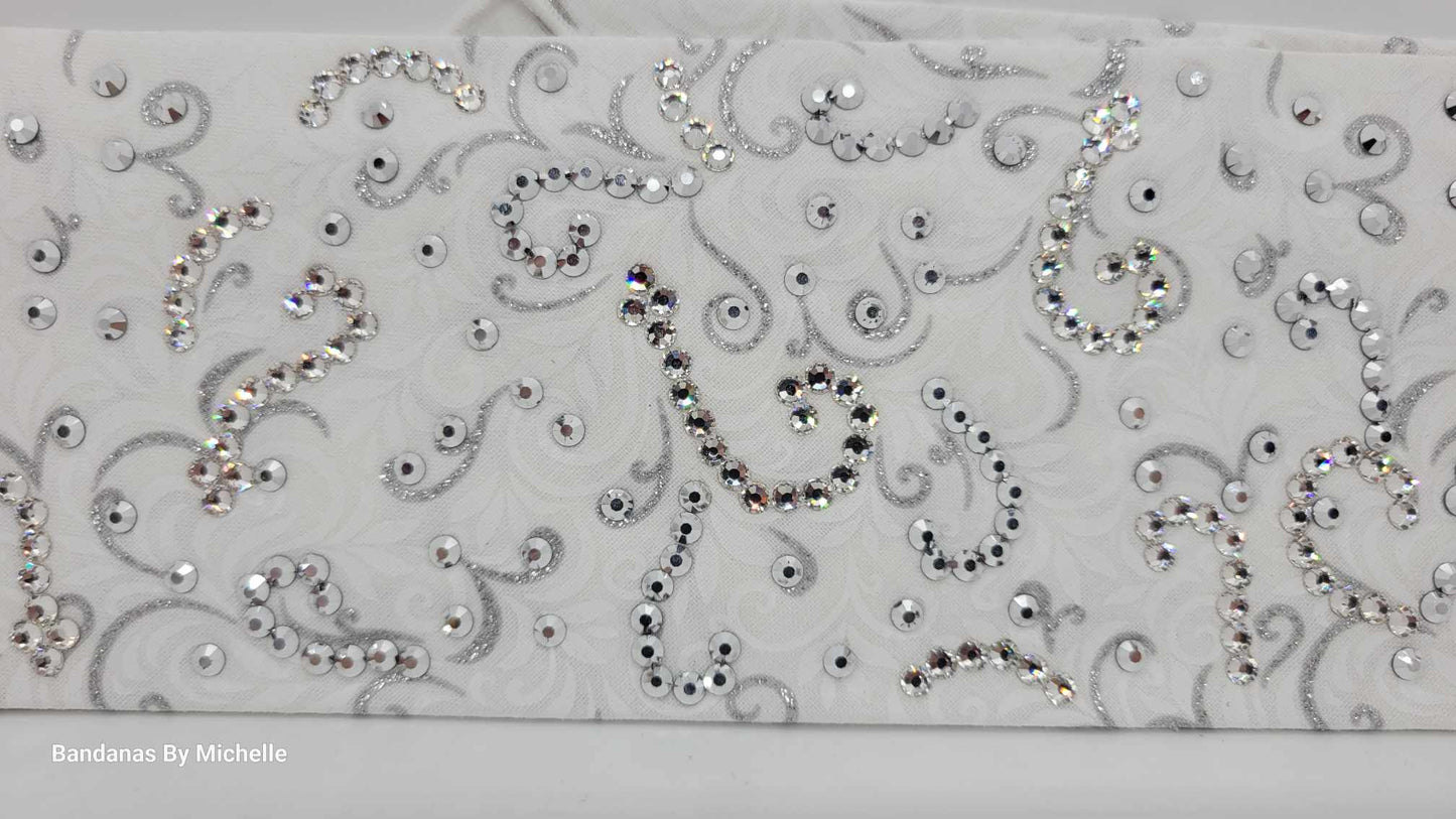 LeeAnnette White and Silver with Chrome and Diamond Clear Austrian Crystals (Sku4578)