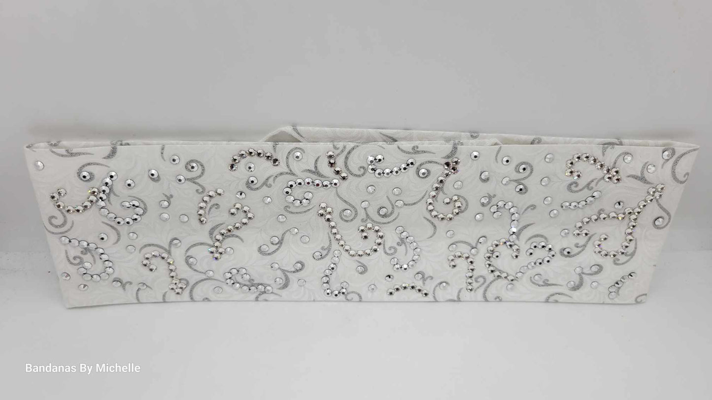 LeeAnnette White and Silver with Chrome and Diamond Clear Austrian Crystals (Sku4578)