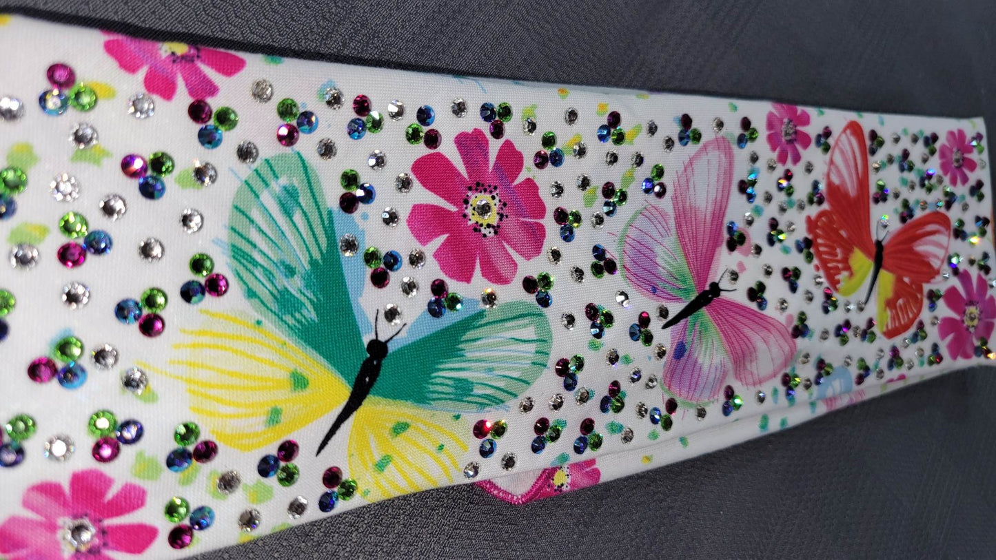 LeeAnnette Colorful Butterflies with Pink, Light Green, Blue Shimmer and Diamond Clear Austrian Crystals (sku4577)