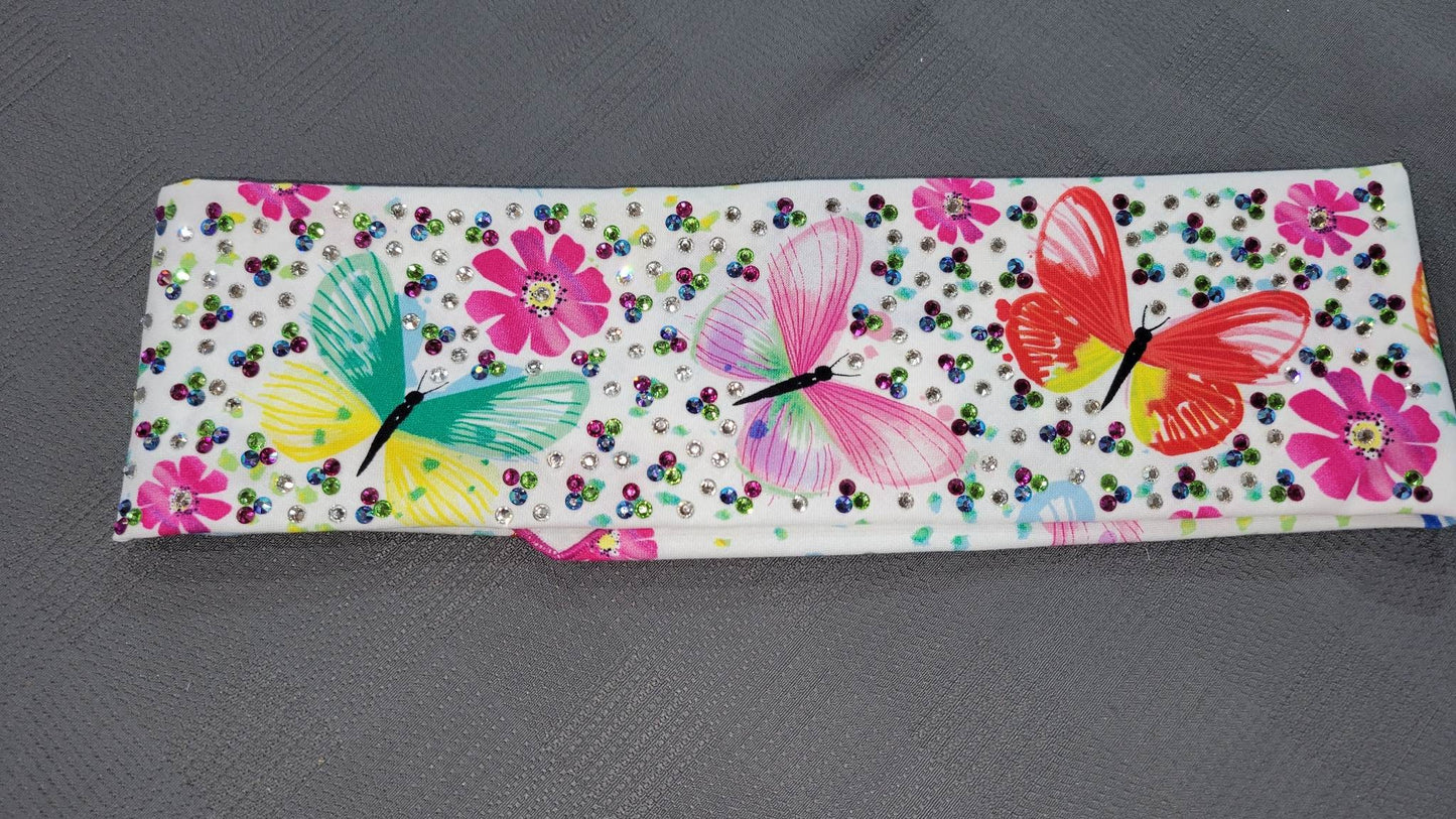 LeeAnnette Colorful Butterflies with Pink, Light Green, Blue Shimmer and Diamond Clear Austrian Crystals (sku4577)