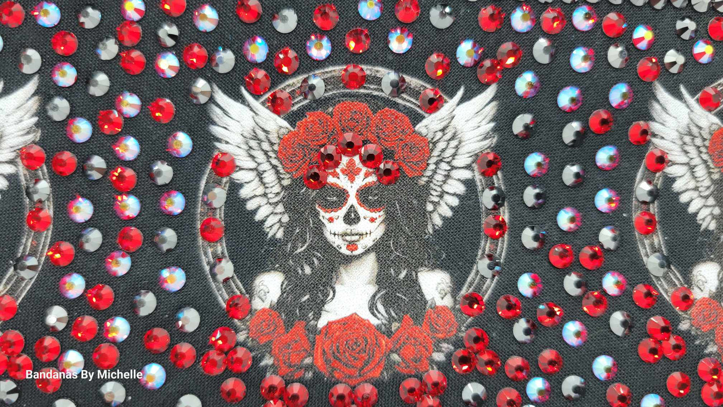 Super LeeAnnette Angel and Roses with Black, Red and Red Shimmer Austrian Crystals (Sku4587)