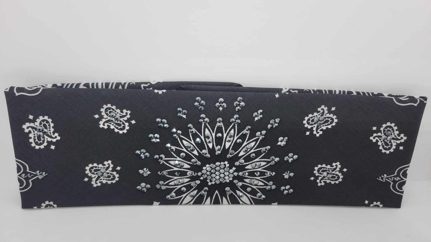 EXTRA BLING - Black Paisley With Black Austrian Crystals (Sku4605)