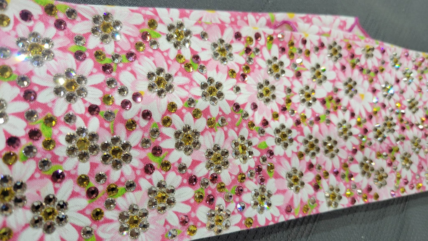 Super LeeAnnette Daisies with Pink, Yellow and Diamond Austrian Crystals (Sku4624)