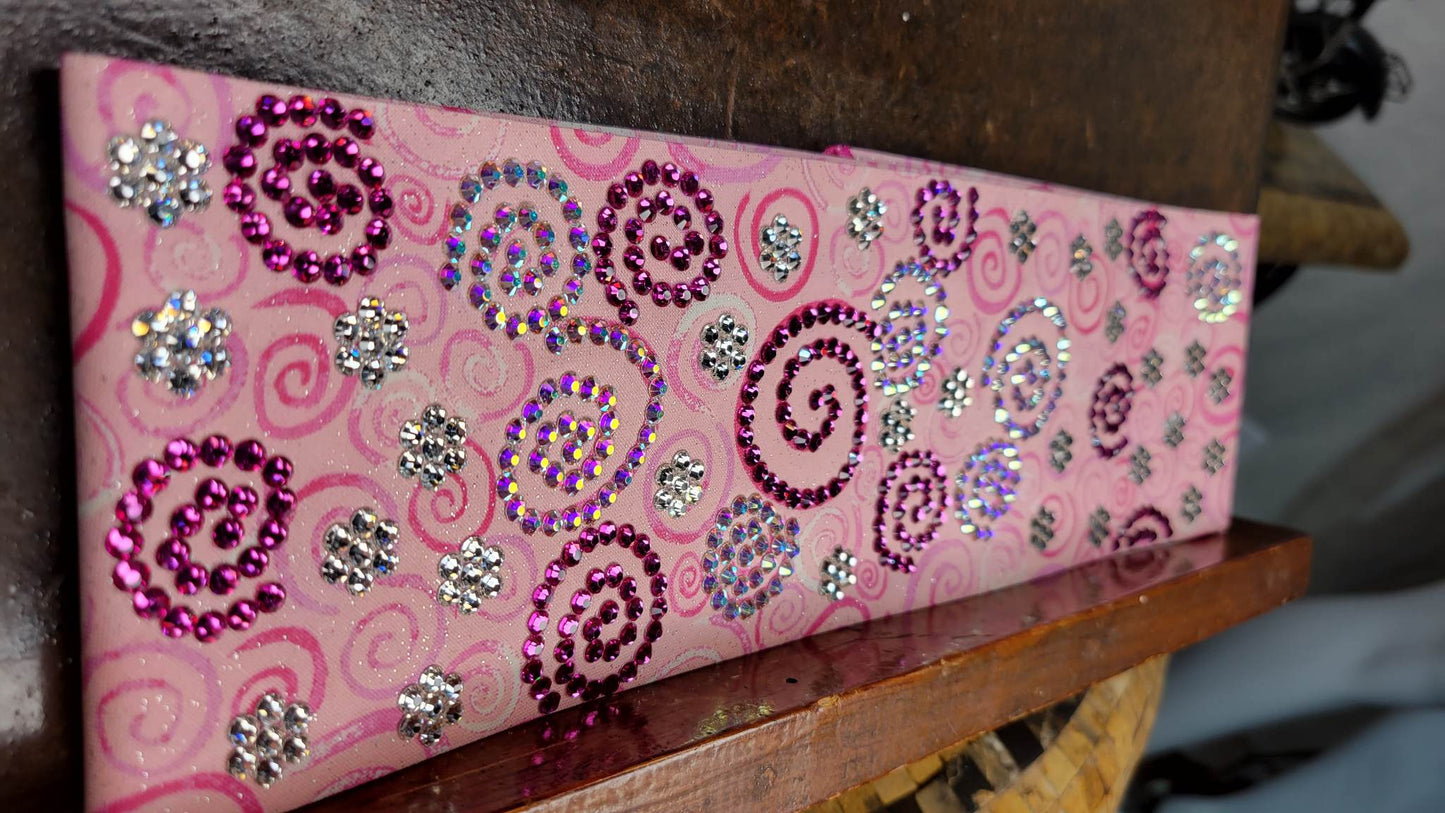 Super LeeAnnette Pink Scrolls Bandana with Fuchsia, Aurora Borealis and Diamond Clear Austrian Crystals (Sku4717)