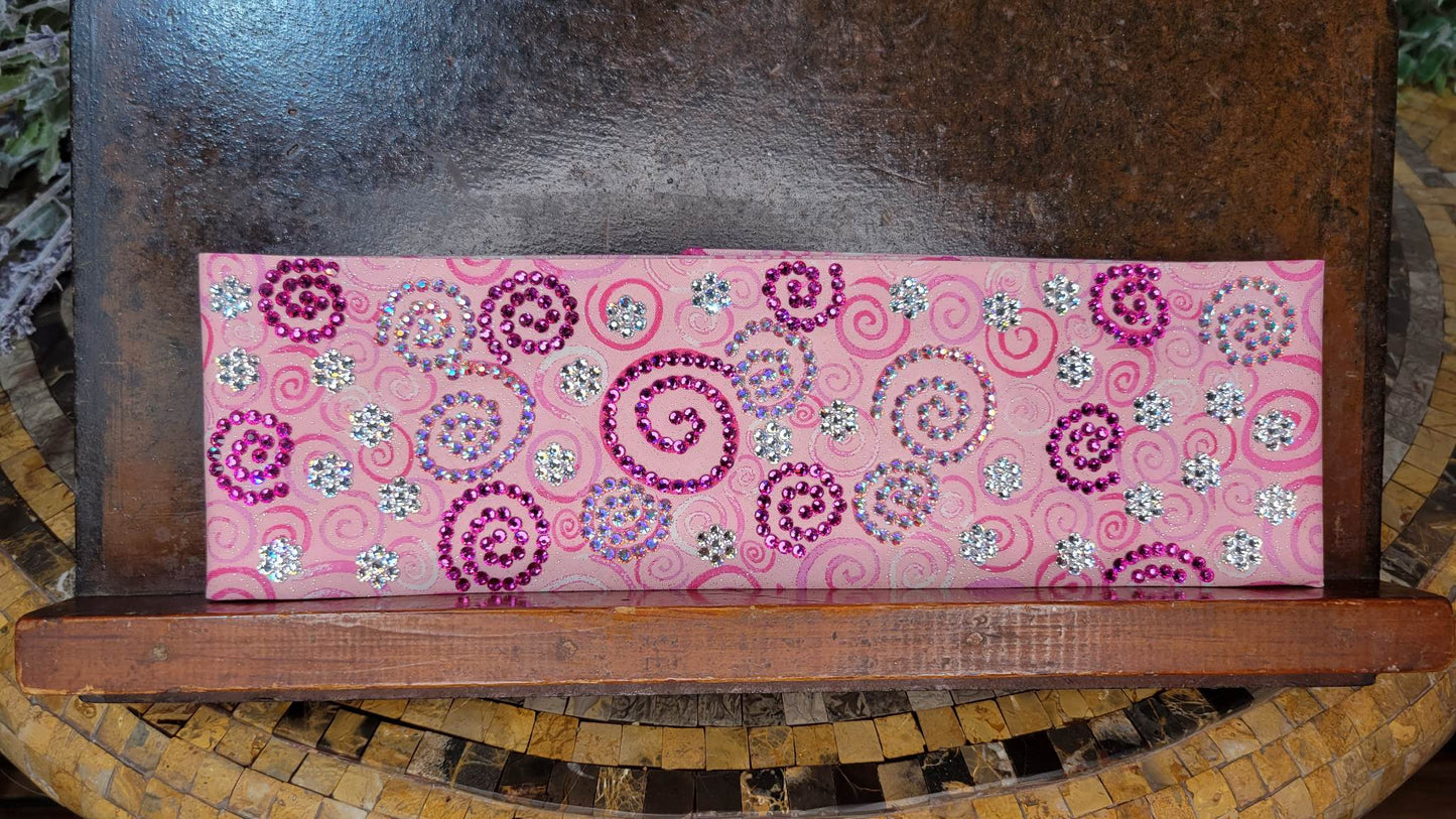 Super LeeAnnette Pink Scrolls Bandana with Fuchsia, Aurora Borealis and Diamond Clear Austrian Crystals (Sku4717)