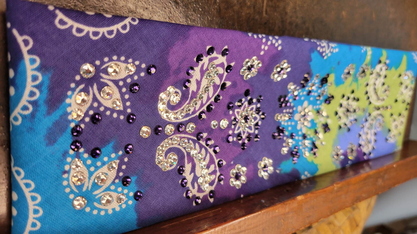 LeeAnnette Purple Blue Tie Dye with Dark Purple and Diamond Clear Austrian Crystals (sku4719))