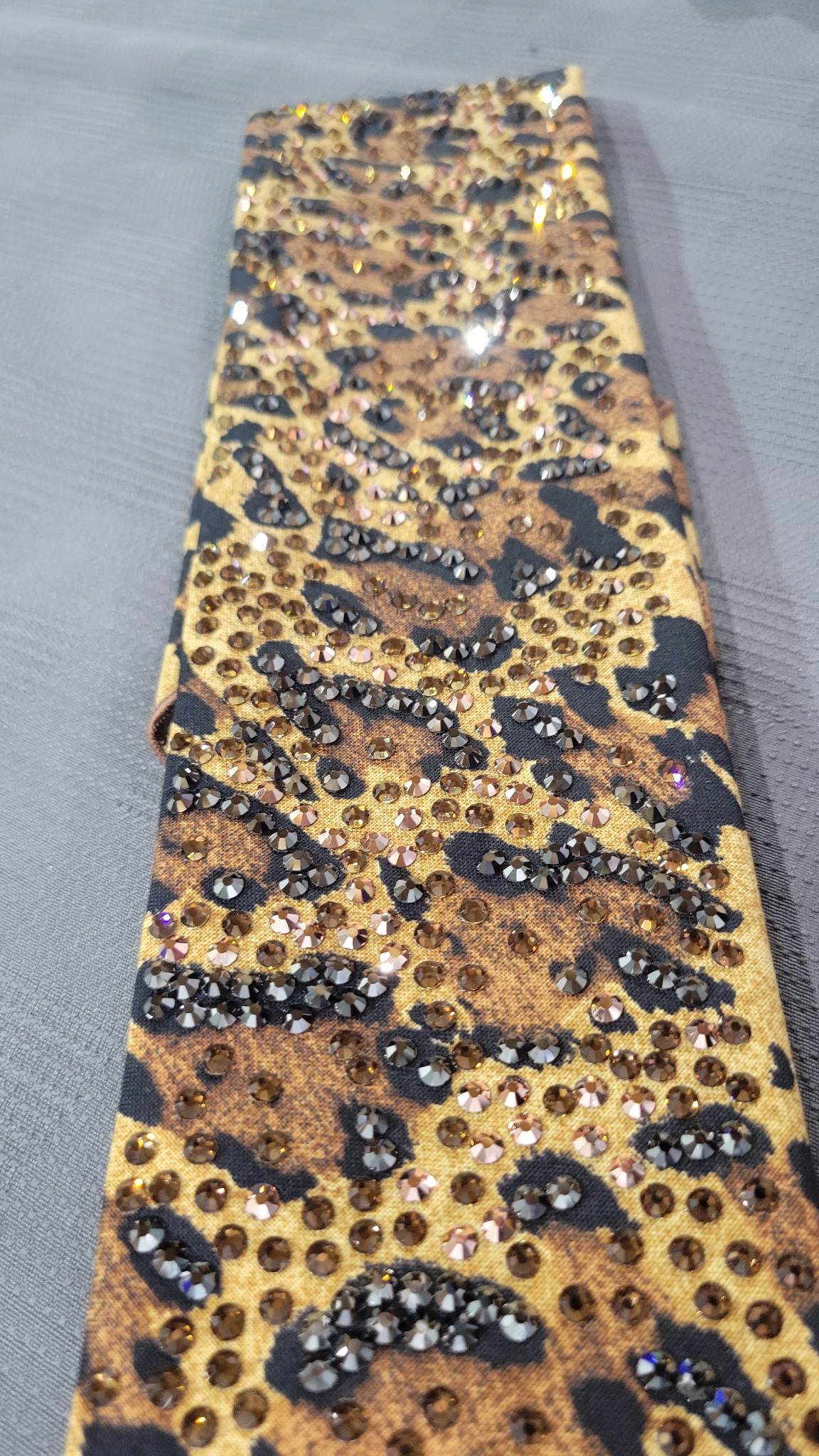 Super LeeAnnette Leopard Bandana with Brown, Black and Rose Gold Austrian Crystals (Sku4726)
