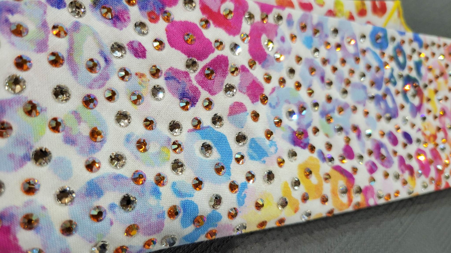 LeeAnnette Colorful Leopards with Orange Shimmer and Diamond Clear Austrian Crystals (sku4736)