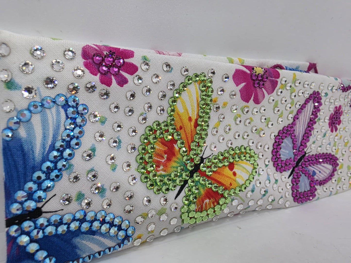 Super LeeAnnette Colorful Butterflies Bandana with Pink, Light Green, Blue Shimmer and Diamond Clear Austrian Crystals (Sku4756)