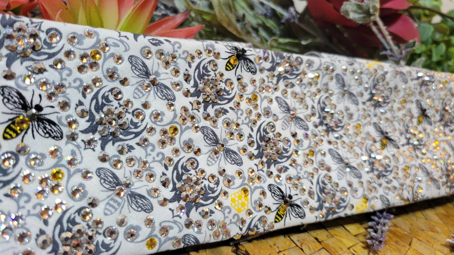 Super LeeAnnette Bees Bandana with Yellow, Chrome and Diamond Clear Austrian Crystals (Sku4760)