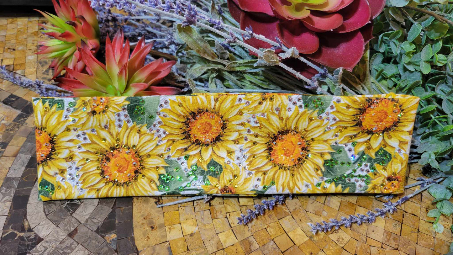 LeeAnnette Sunflowers with Yellow, Brown, Peridot, Sun Shimmer and Diamond Clear Austrian Crystals (sku4761)