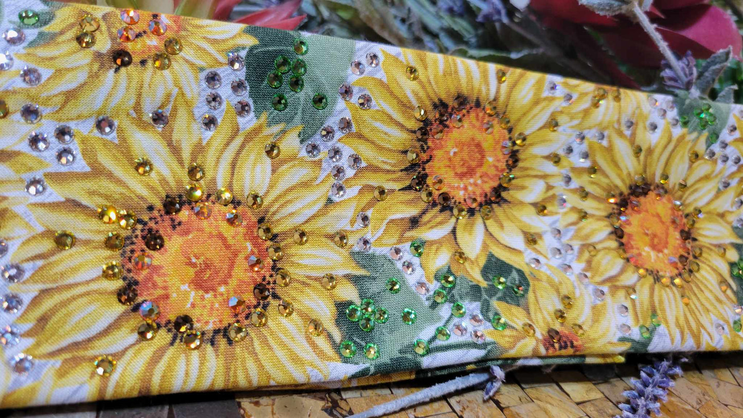 LeeAnnette Sunflowers with Yellow, Brown, Peridot, Sun Shimmer and Diamond Clear Austrian Crystals (sku4761)
