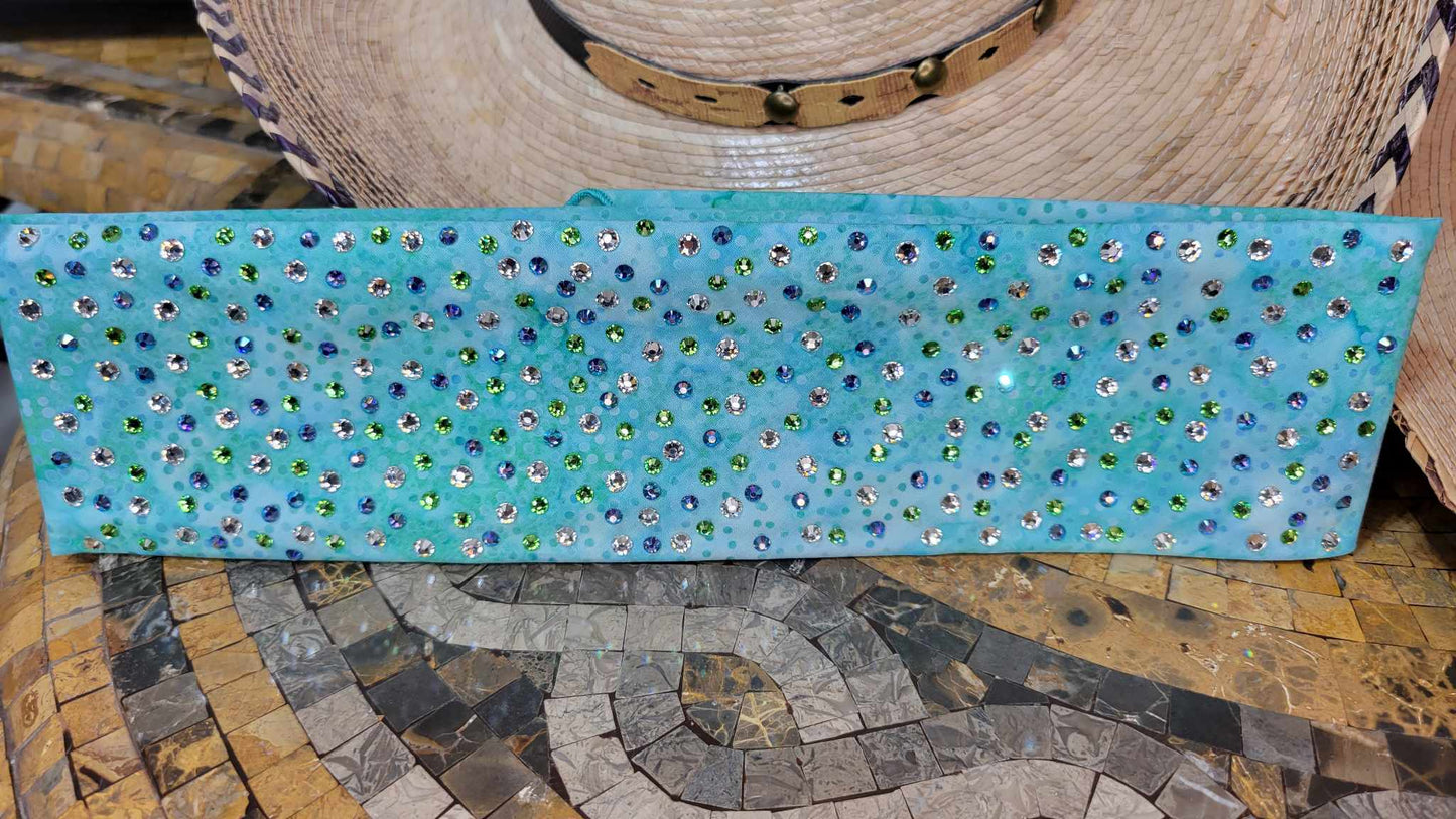 LeeAnnette Green Blue Water Spots with Light Green, Blue Shimmer and Diamond Clear Austrian Crystals (sku4767)