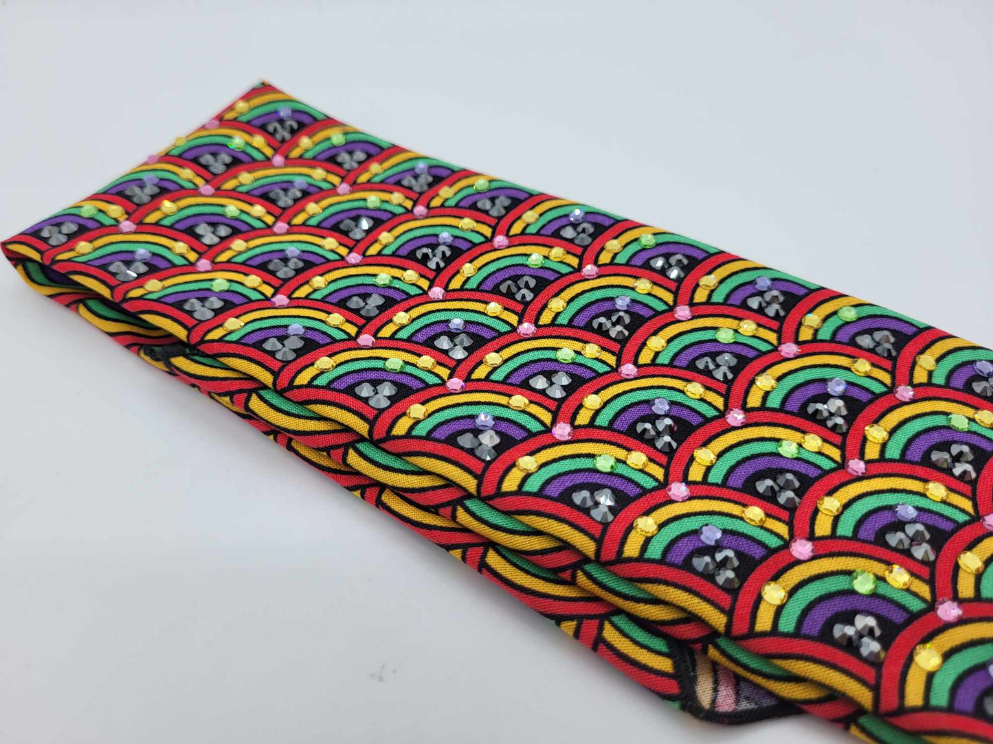LeeAnnette Rainbows on Black with Multiple Colors of Aurora Borealis Austrian Crystals (sku4777)