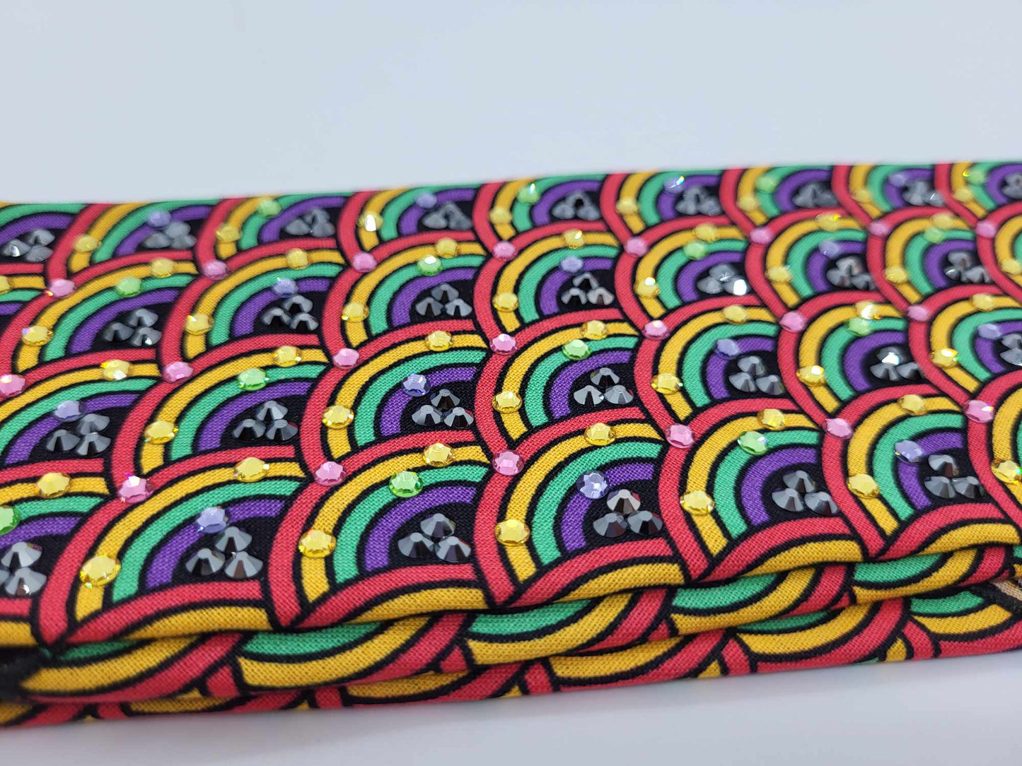 LeeAnnette Rainbows on Black with Multiple Colors of Aurora Borealis Austrian Crystals (sku4777)