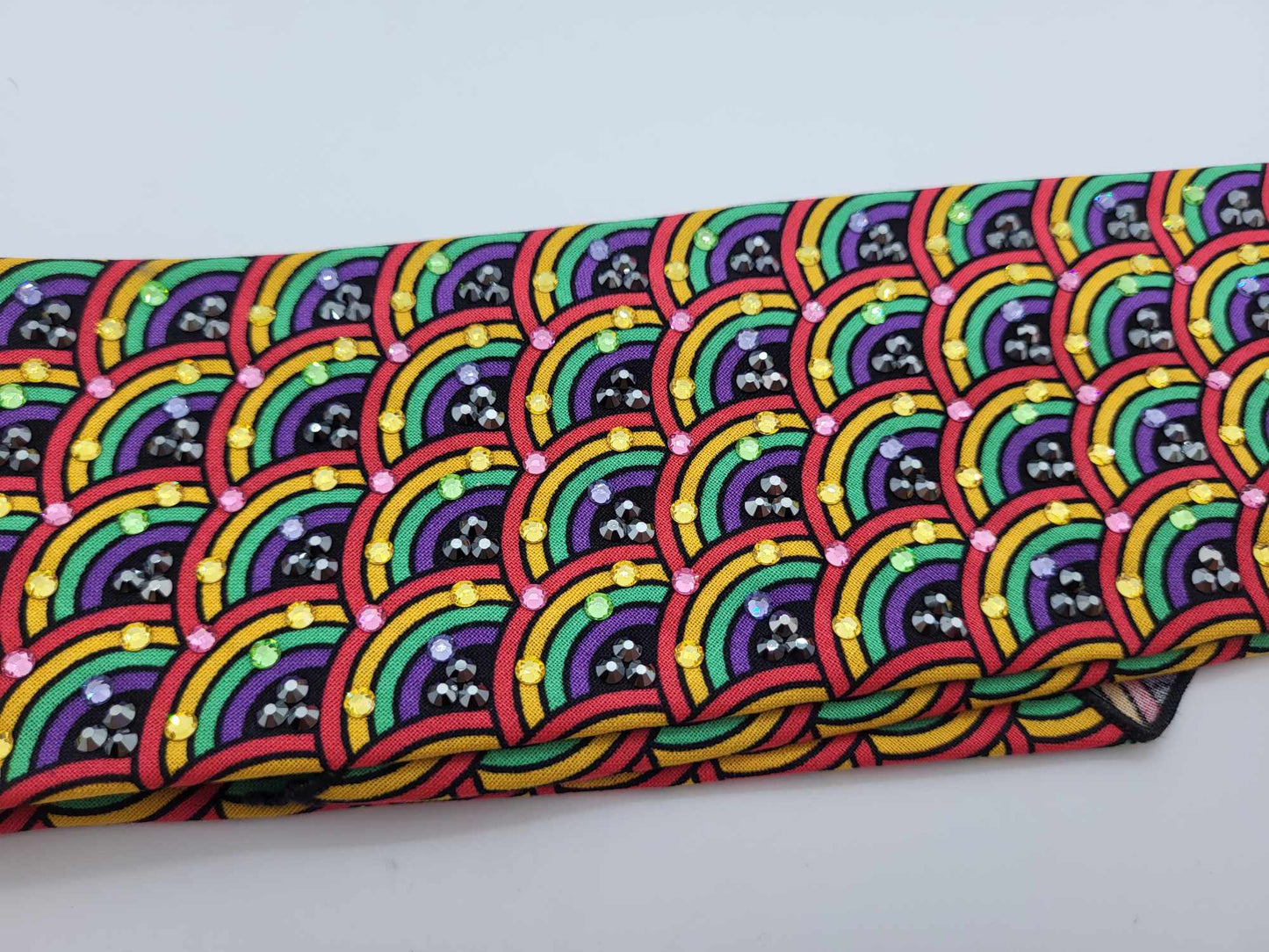 LeeAnnette Rainbows on Black with Multiple Colors of Aurora Borealis Austrian Crystals (sku4777)