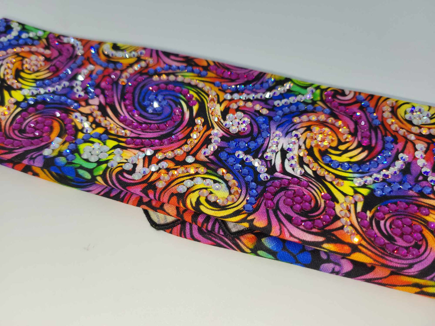 Super LeeAnnette Bright Water Colors Bandana with Multiple Colors of Austrian Crystals (Sku4778)