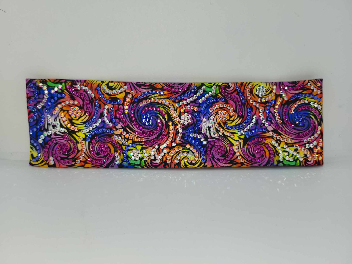 Super LeeAnnette Bright Water Colors Bandana with Multiple Colors of Austrian Crystals (Sku4778)